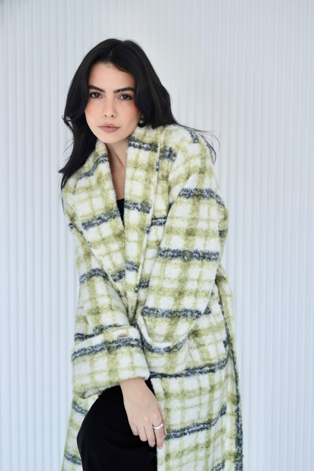Cozy long coat in kiwi