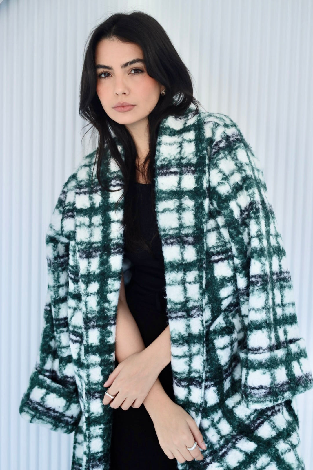 Cozy long coat in green