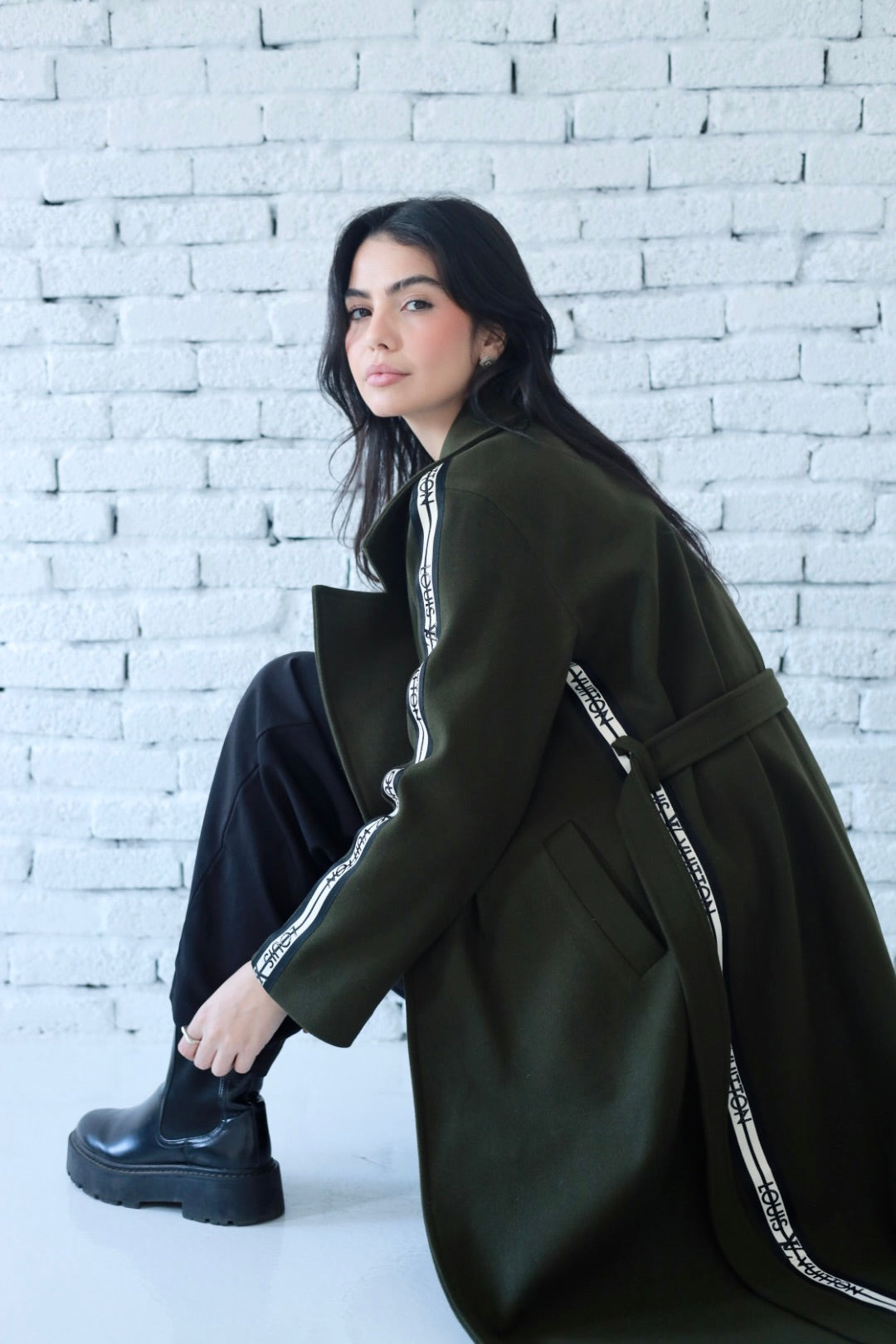Elysian coat in dark green