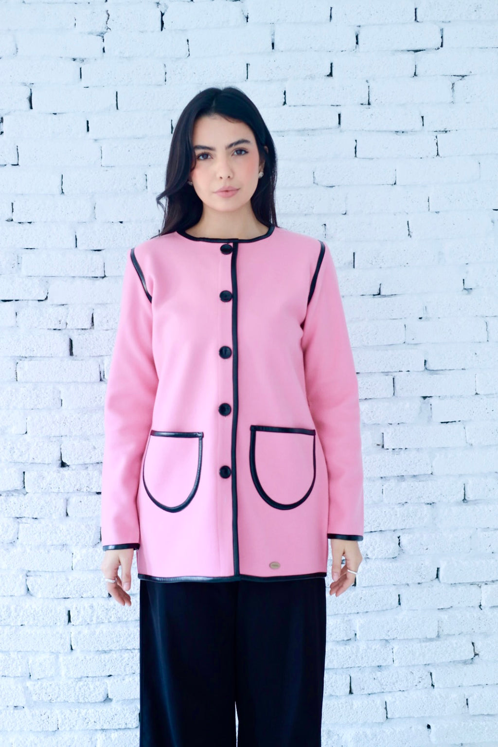 Minimal wool  jacket in pink