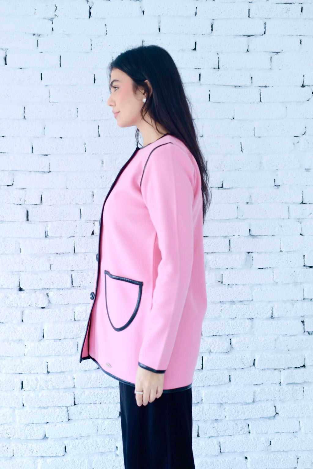 Minimal wool  jacket in pink