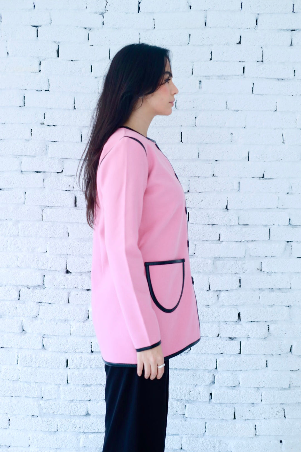Minimal wool  jacket in pink