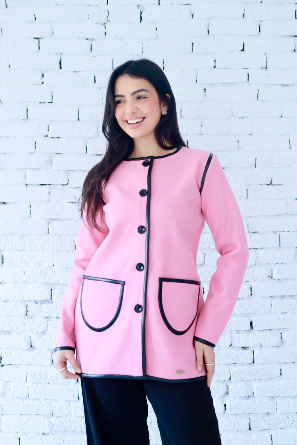Minimal wool  jacket in pink