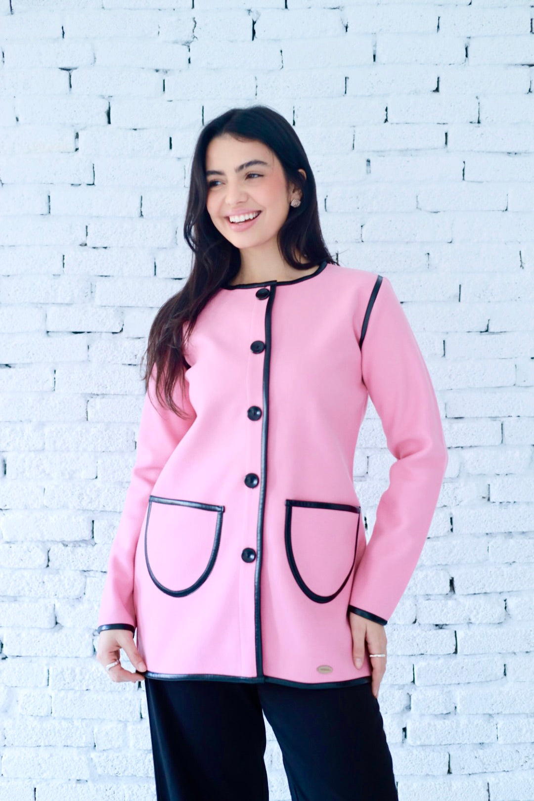 Minimal wool  jacket in pink