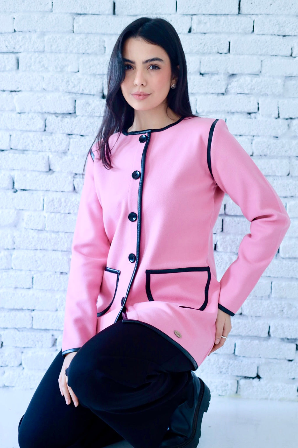 Minimal wool  jacket in pink