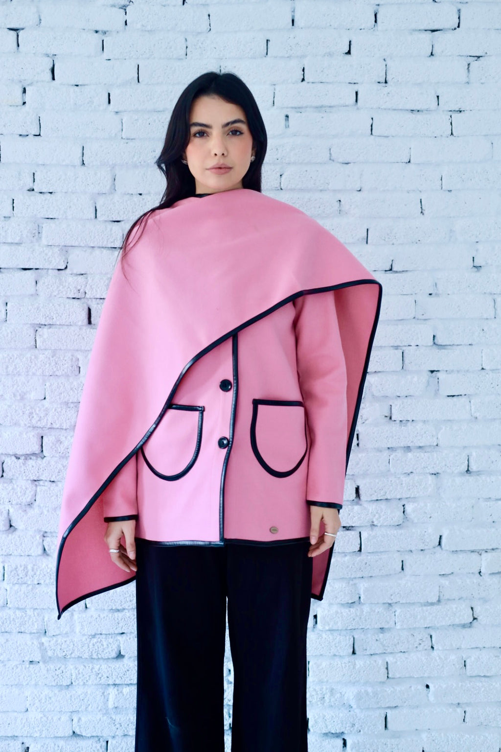 Minimal wool  jacket in pink