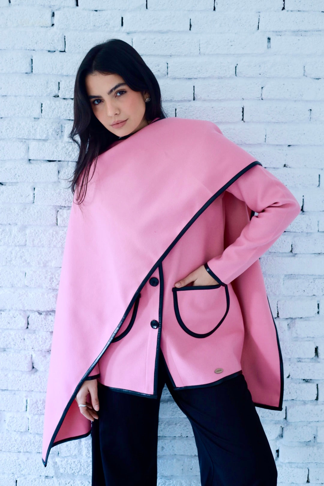 Minimal wool  jacket in pink