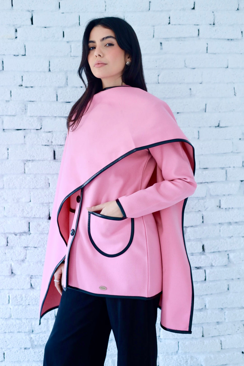 Minimal wool  jacket in pink