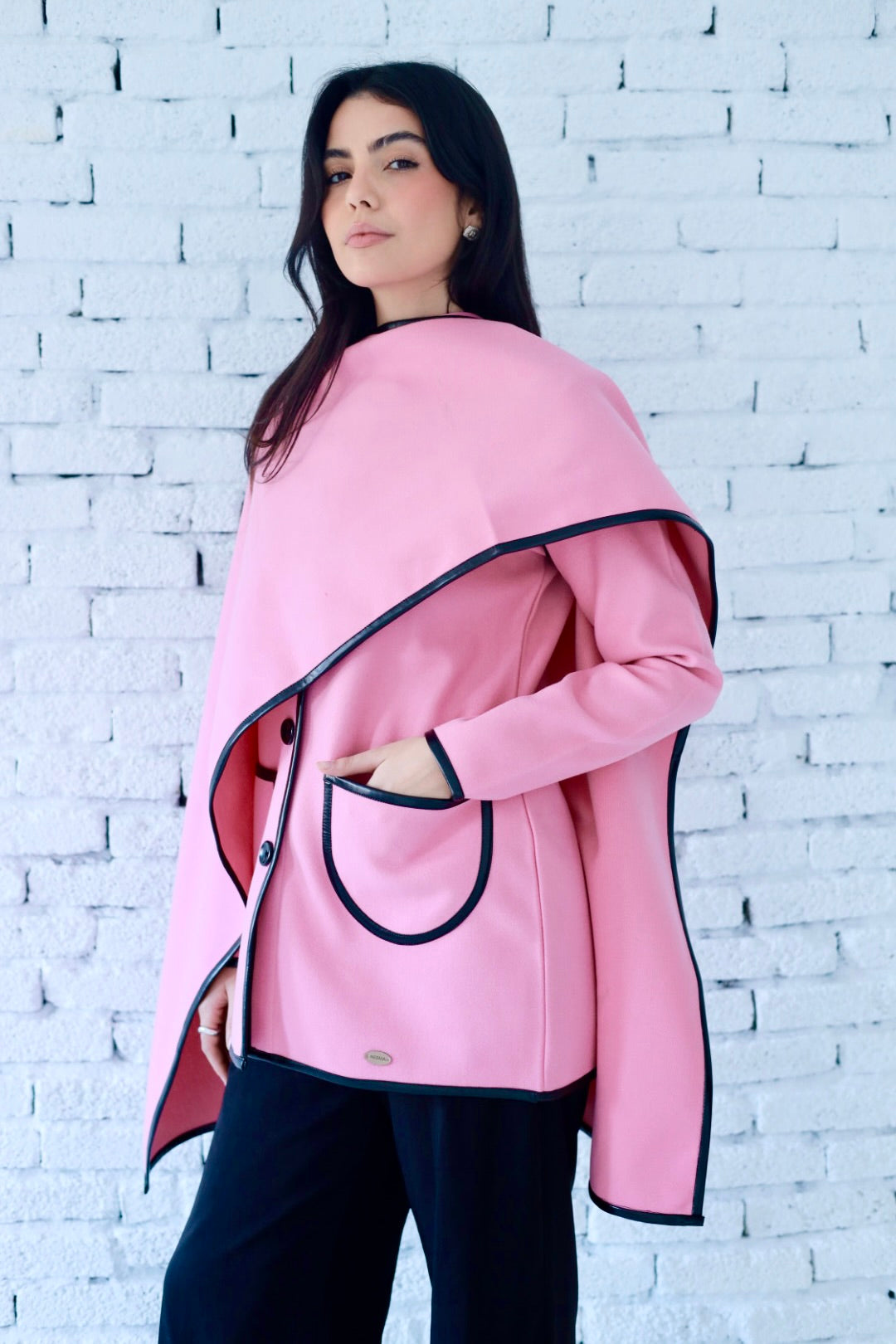 Minimal wool  jacket in pink