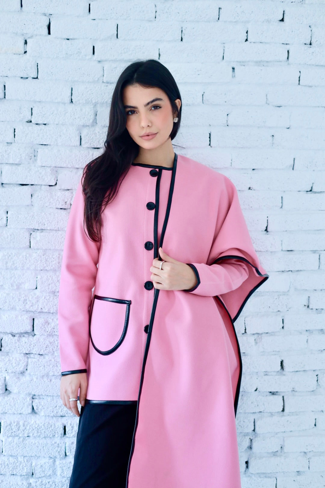 Minimal wool  jacket in pink