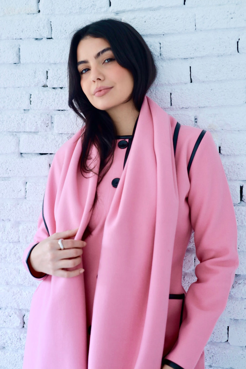 Minimal wool  jacket in pink