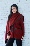 Minimal wool jacket in burgundy