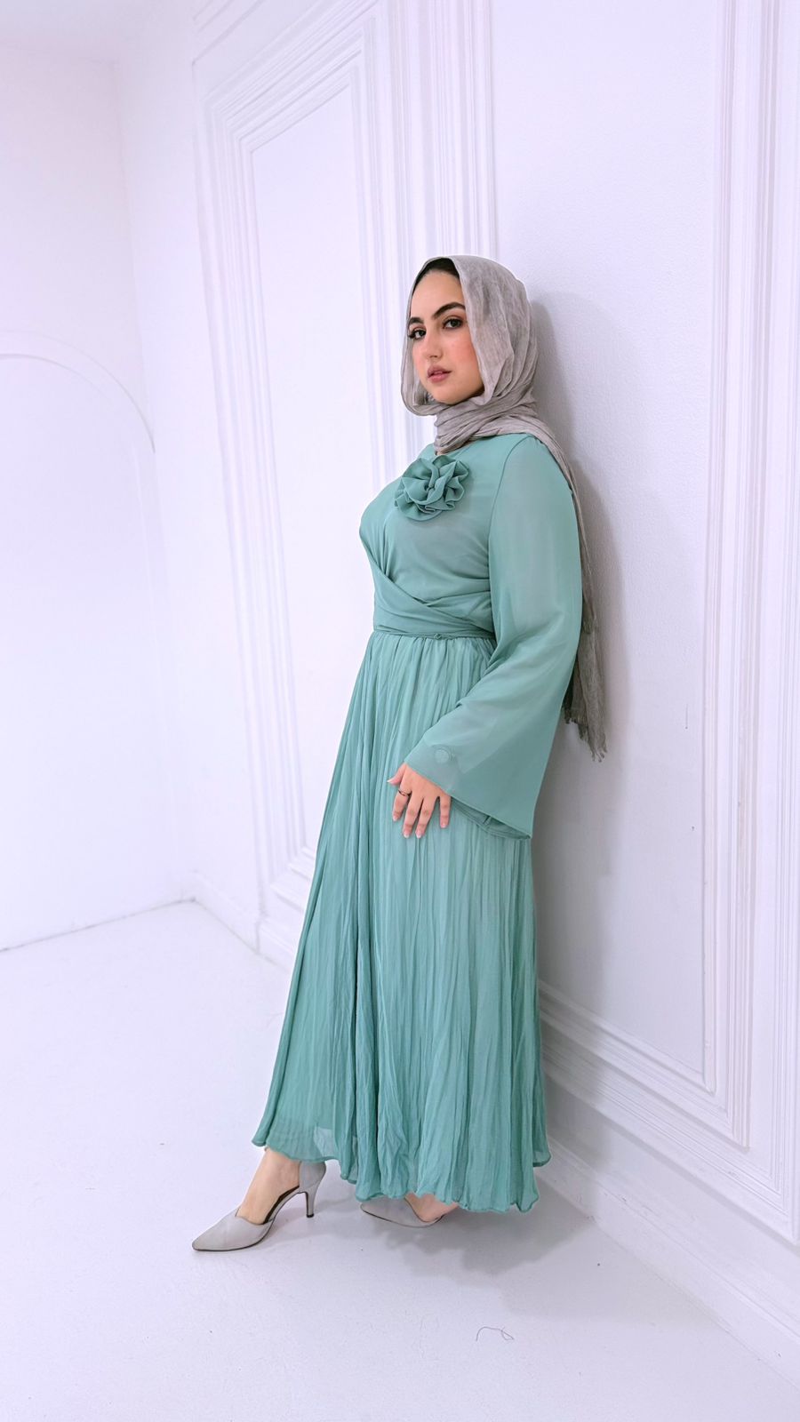 Mint shifon outfit ( skit & blouse )