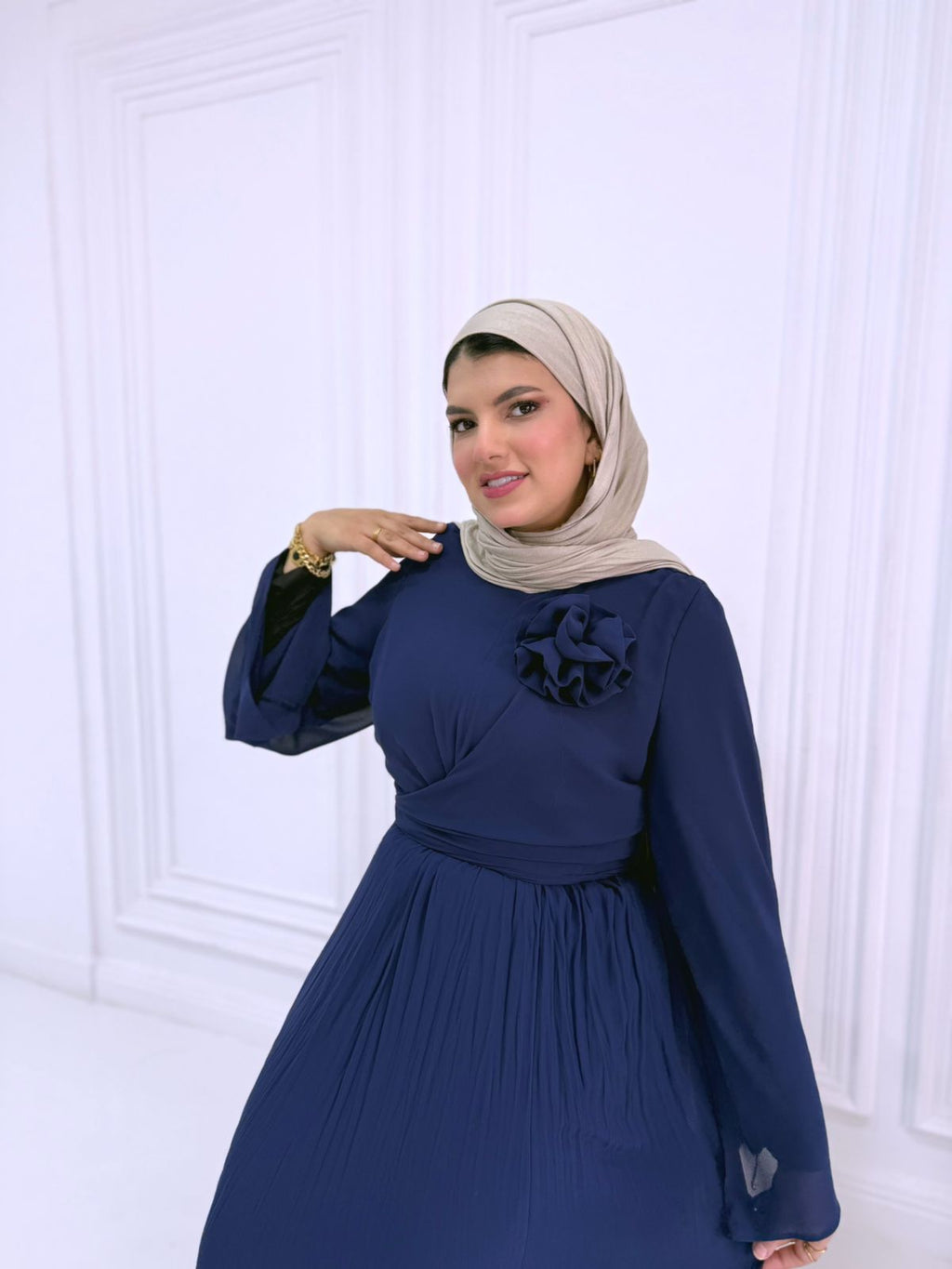 navy shifon outfit ( skit & blouse )