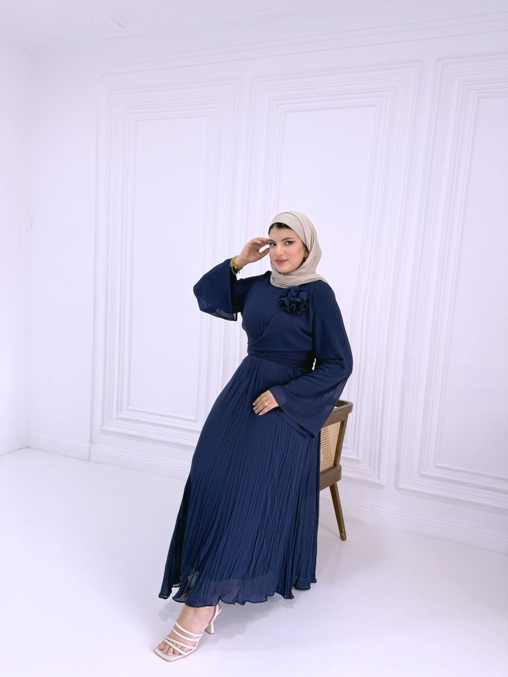 navy shifon outfit ( skit & blouse )