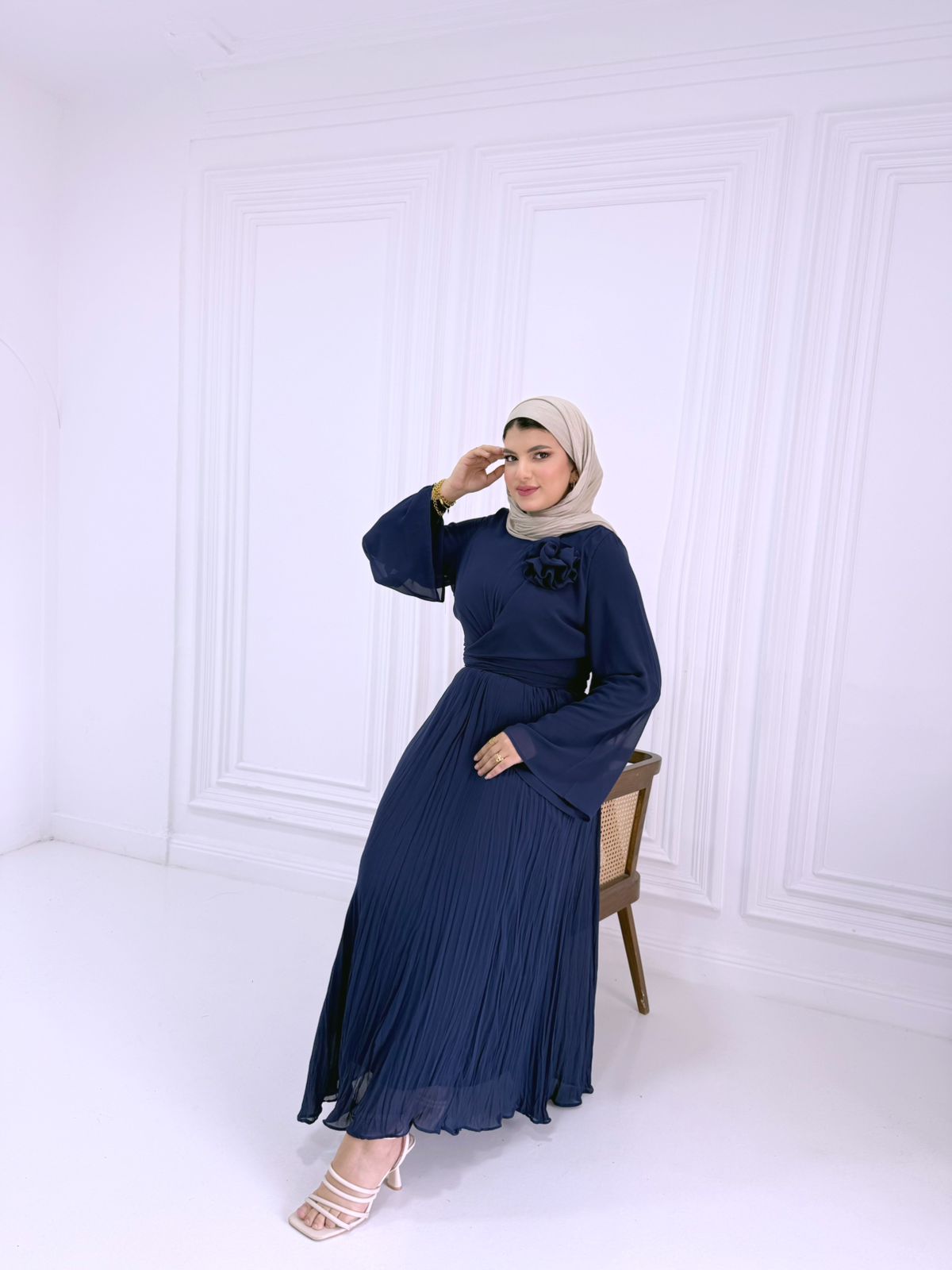 navy shifon outfit ( skit & blouse )