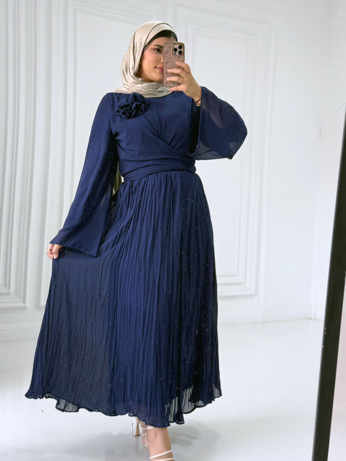 navy shifon outfit ( skit & blouse )