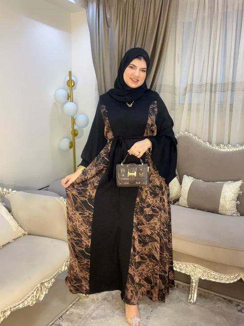 Aisha abaya Brown x black
