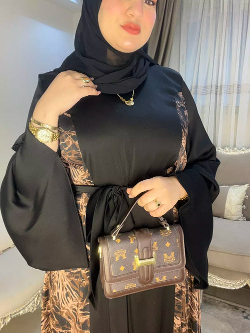 Aisha abaya Brown x black